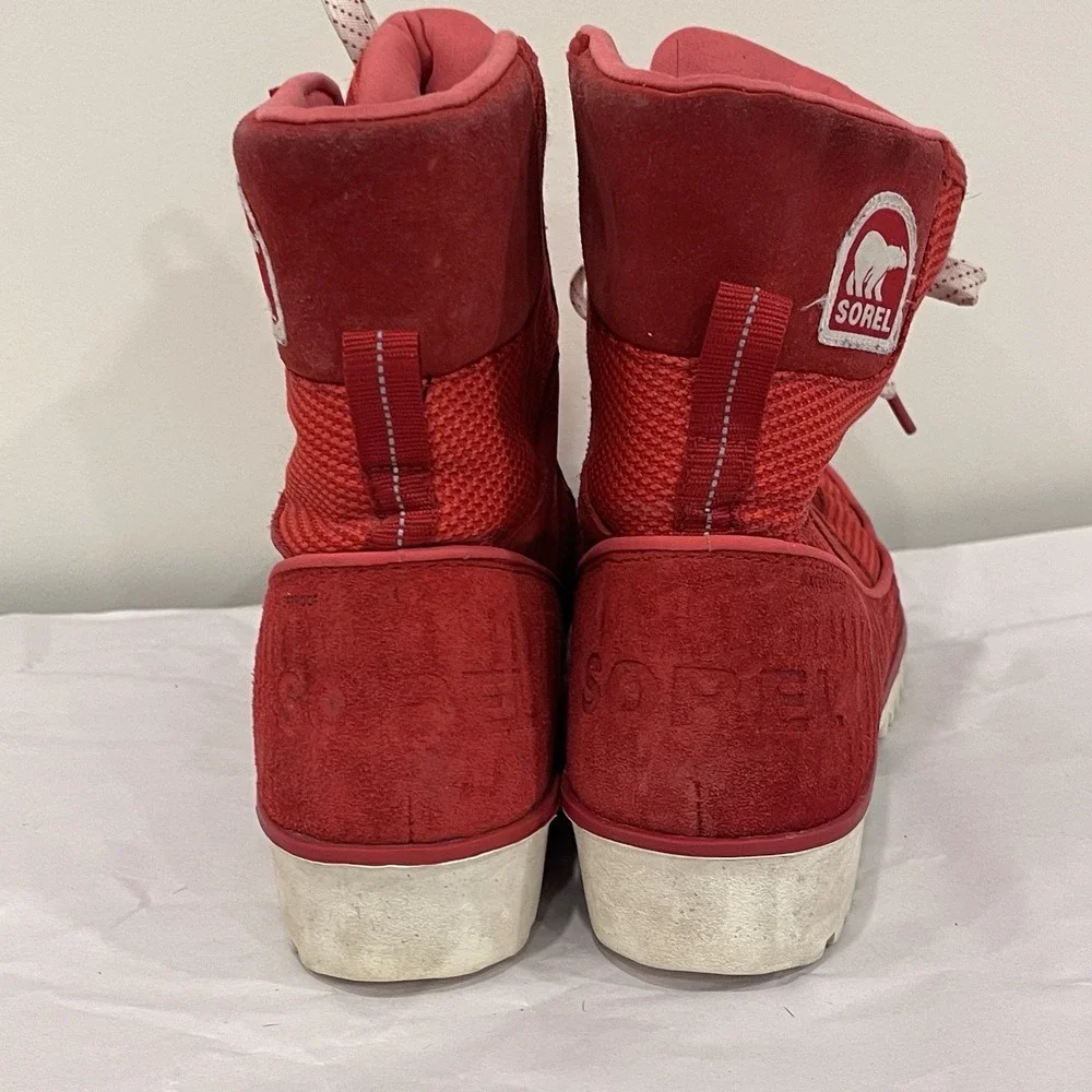 Womens Red Sorel Tivoli Winter Boot Sz 7.5 Lace Up,‎ Nice Used Condition